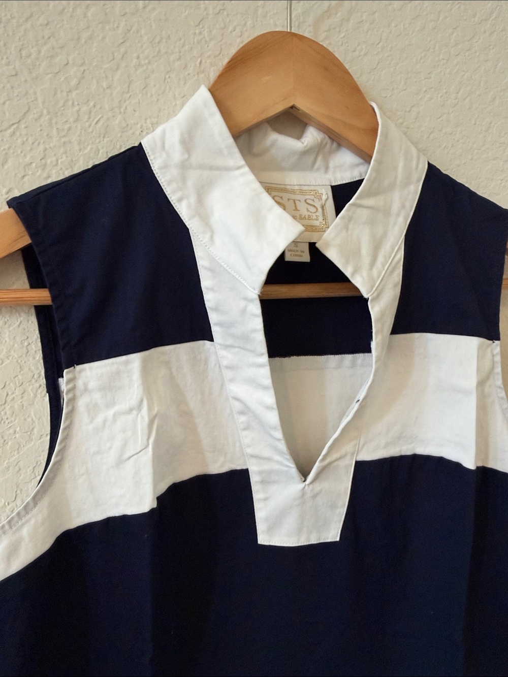 STS Sail to Sable Classic Navy Stripe Sleeveless shift Tunic Dress S Nautical - Picture 4 of 12
